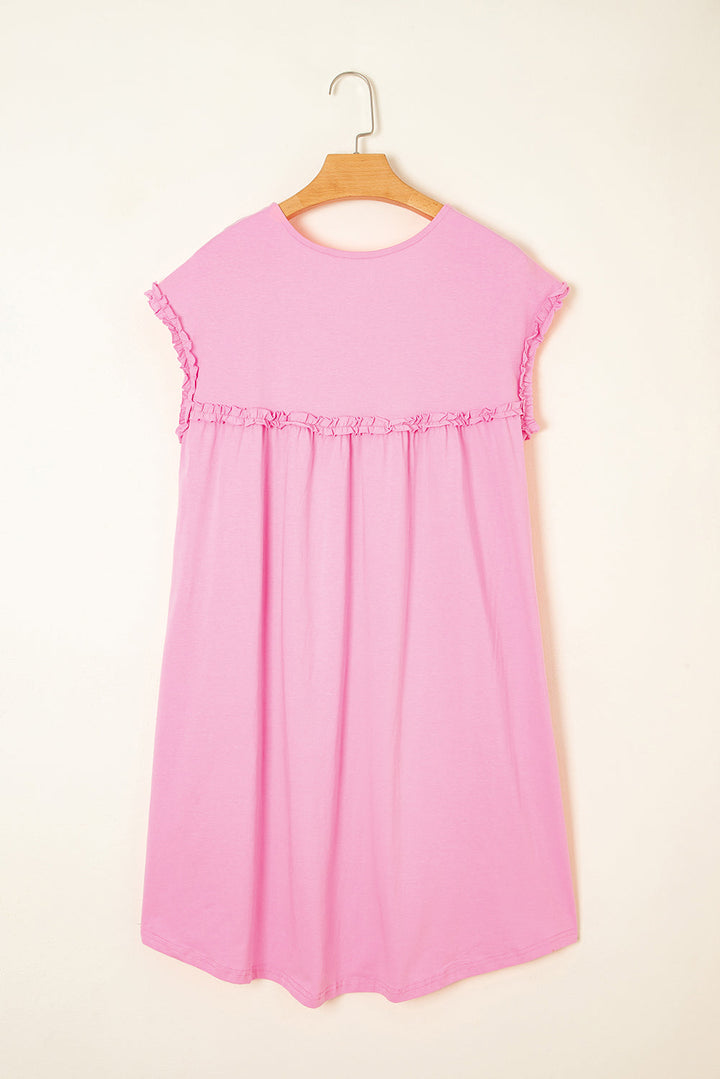 Keily Frilled Trim Loose Fit Mini Dress