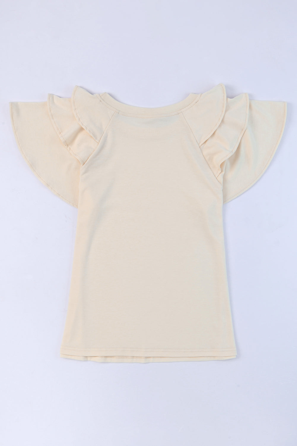 Apricot Plain Tiered Ruffled Short Sleeve T Shirt