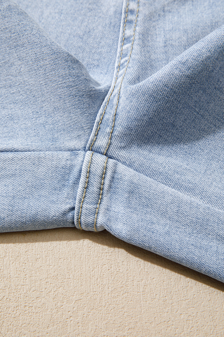 Beau Blue Lace Trim Casual Full-Length Regular Fit Jeans