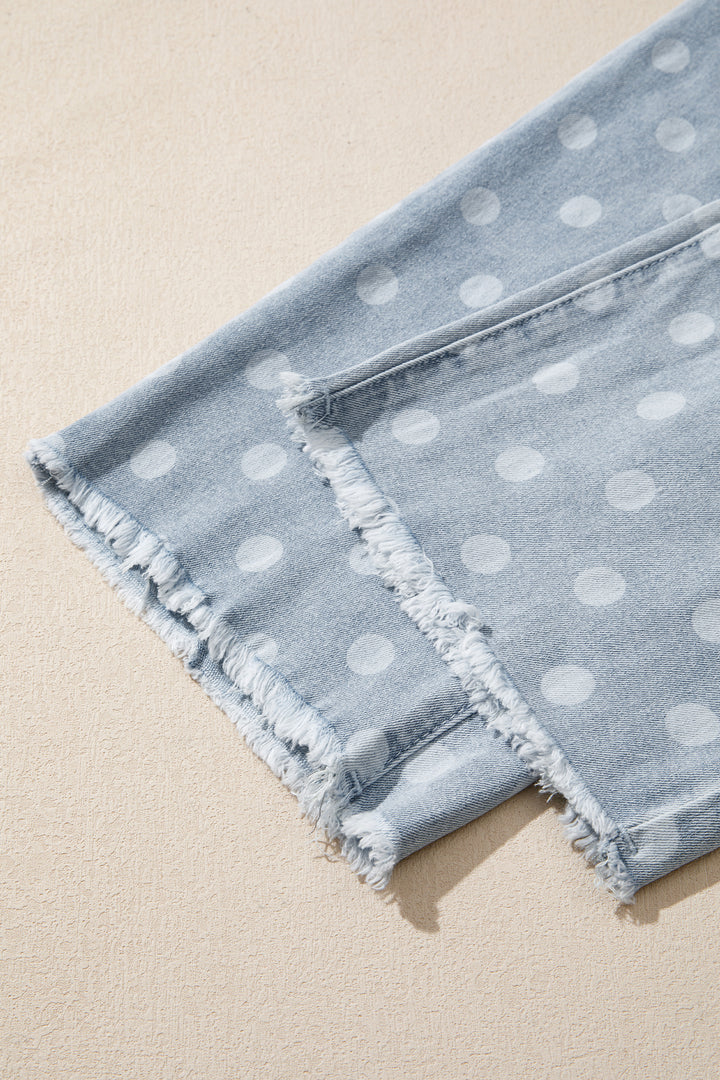 Sky Blue Polka Dot Casual Slim Fit Jeans