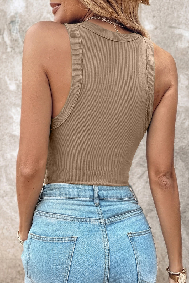 Four Leaf Clover Slim Ribbed Padded Tank Top
