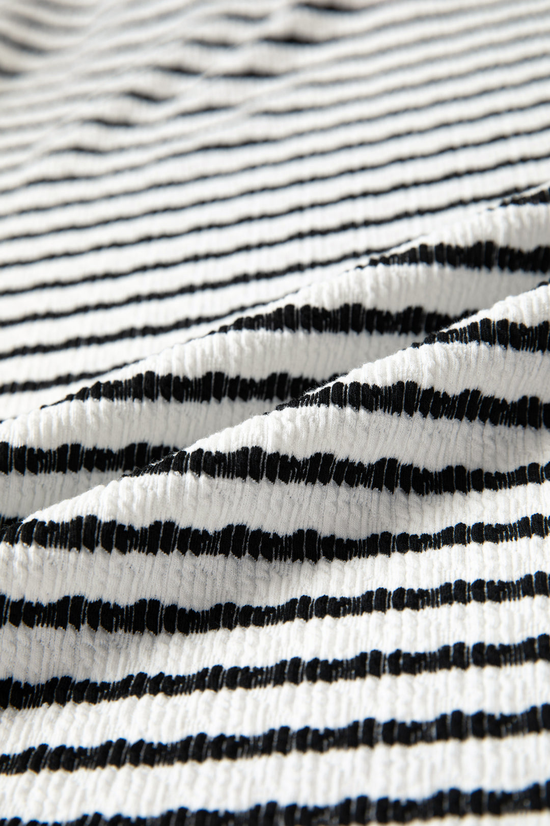 Black Stripe Textured Knit Twisted Rib Contrast Patchwork V Neck Long Sleeve Top