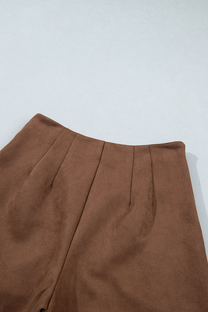 Dark Khaki Gold Button Asymmetric Wrapped Detail Mini Skirt