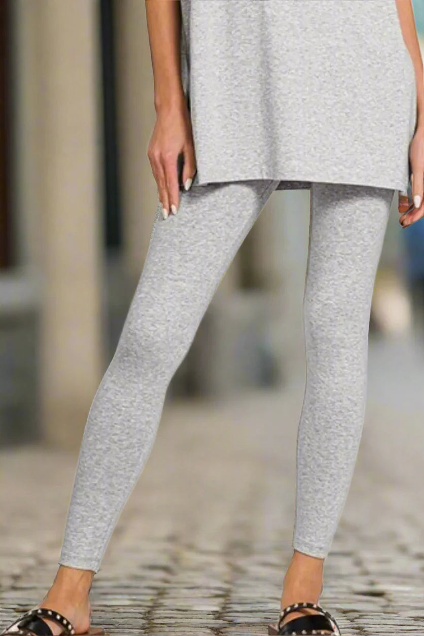 Zenana Cotton Round Neck Top &amp; Legging Set