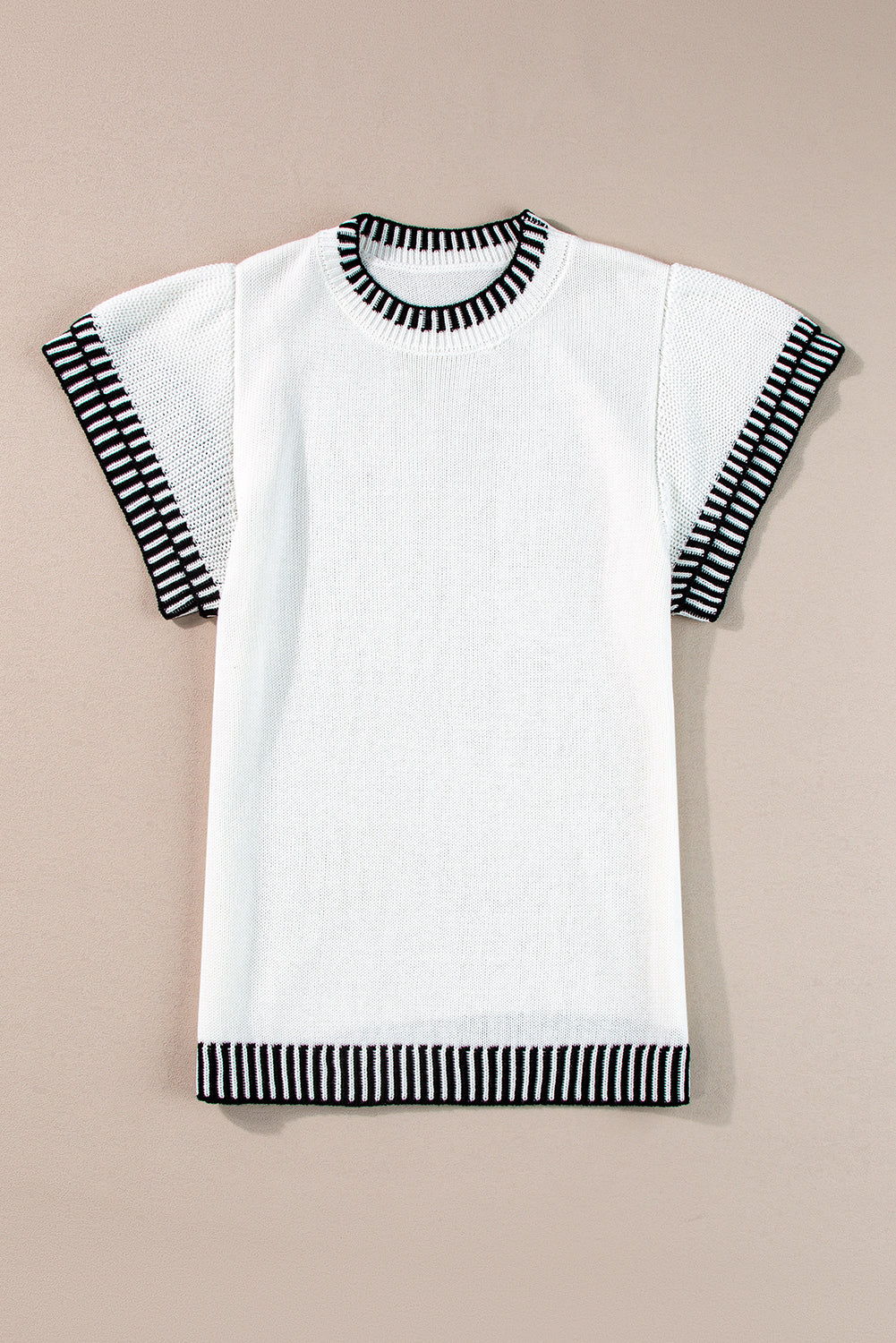 Round Neck Short Sleeve Knit Top