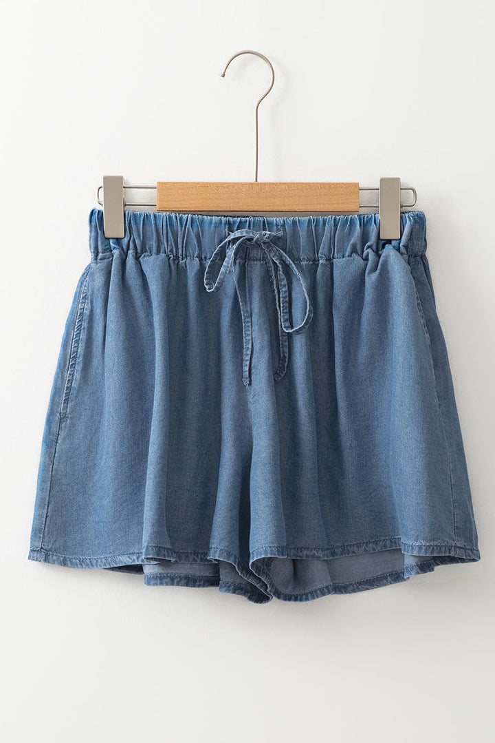 Reina Drawstring Elastic Waist Denim Shorts