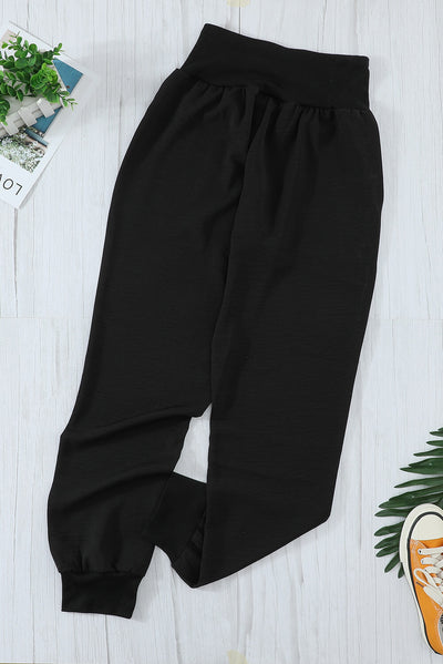 Black Pocketed Casual Joggers