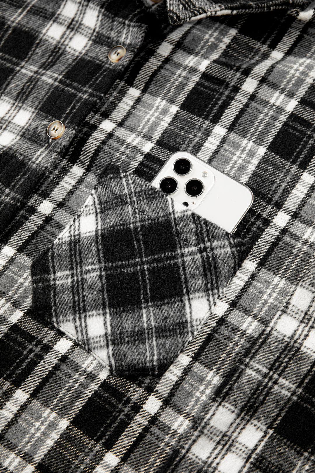 Black Plaid Long Sleeve V Neck Shift Plus Size Shirt Jacket