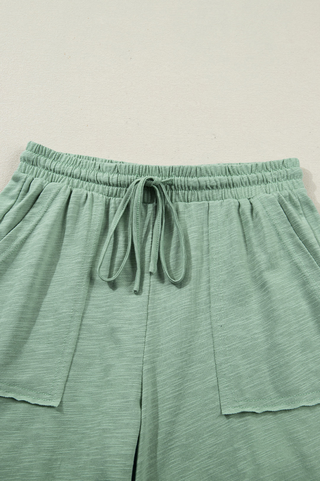 Canton Cuffed Short Sleeve Tee Raw Seam Patch Pocket Drawstring Pants Set