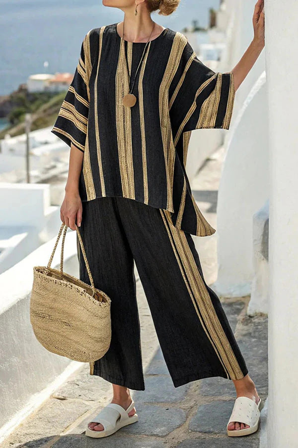 3D Print Batwing Sleeve Two-Piece Set – Loose T-Shirt &amp; Straight-Leg Pants