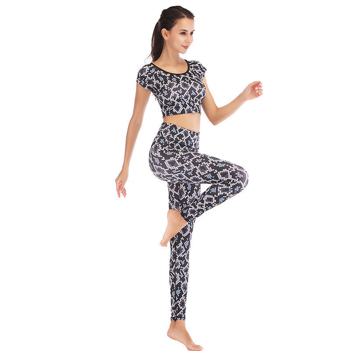 Printed navel short-sleeved quick-drying dance dress