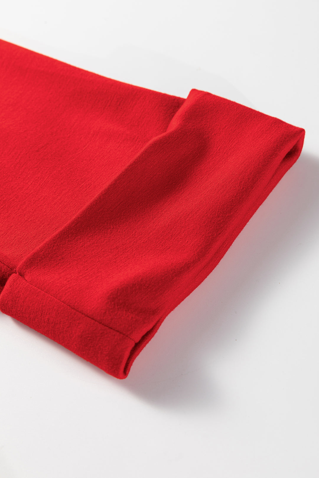 Fiery Red Polo Collar V Neck 3/4 Sleeve Pullover Drawstring Bell Bottom Pants 2pcs Set