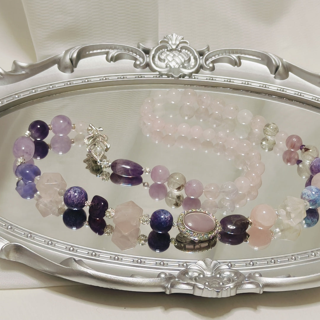 Handmade Premium Crystal Necklace |  Artisan Woven Jewelry with Alloy Accents  | Elegant Sparkling Statement Necklace for Women (MAC345)