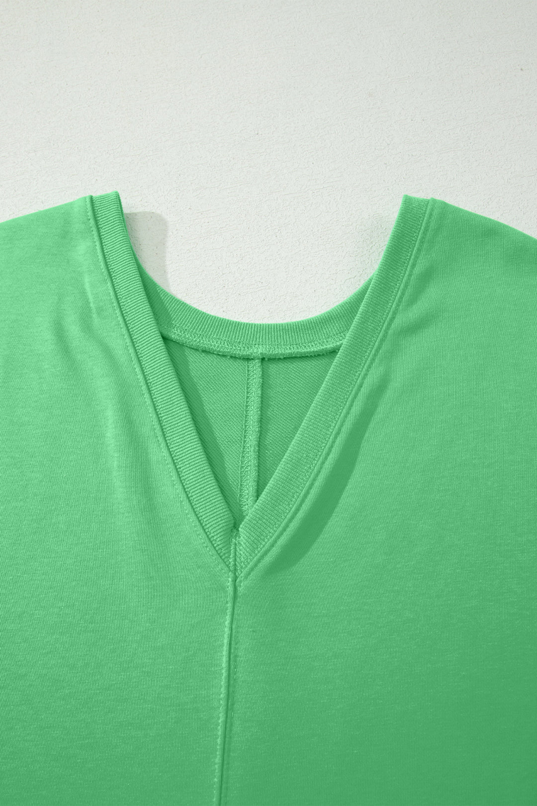 Bright Green Solid Color Raw Edge Half Sleeve Pocketed Loose Romper