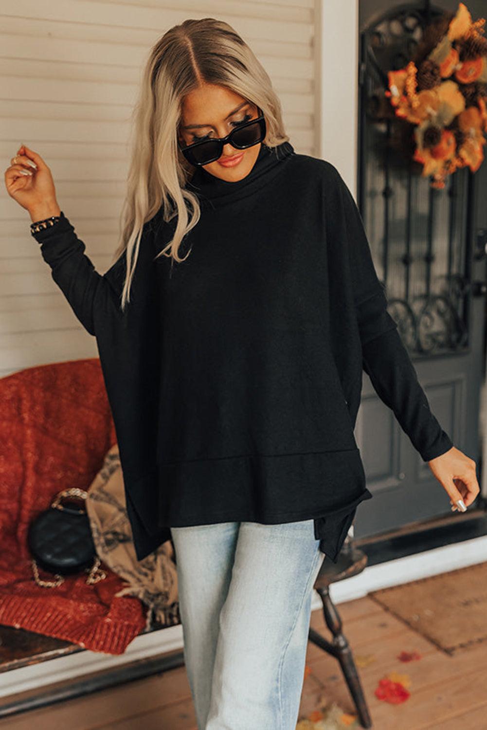 Black Cowl Neck Shift Tunic Top