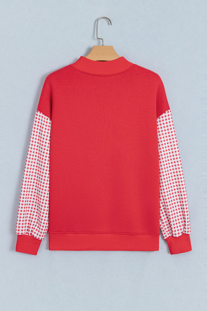 Evergreen Gingham Plaid Oversized Pullover Sweatshirt
