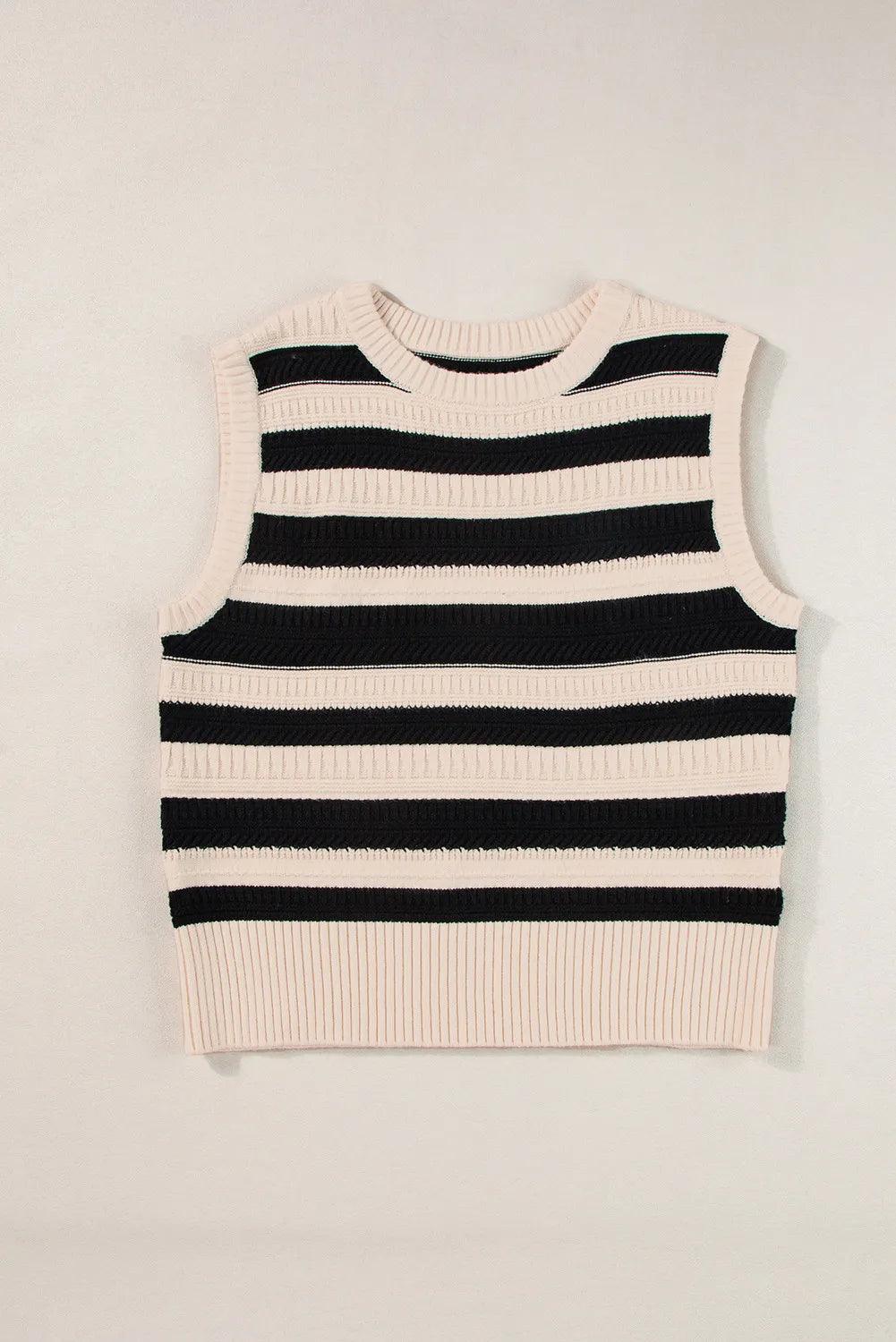 Color Block Round Neck Sweater Vest