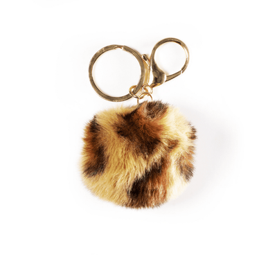 shea leopard pom pom keychain