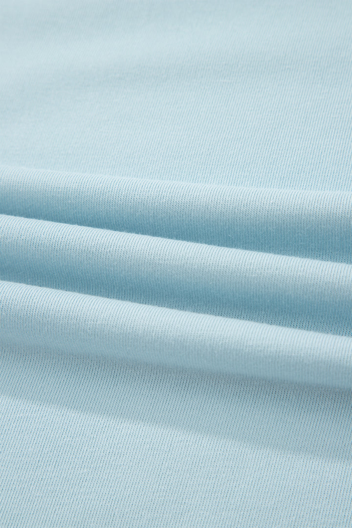 Mist Blue Contrast Trim Round Neck Pocketed Boxy Tank Top Wide Leg Pant Set