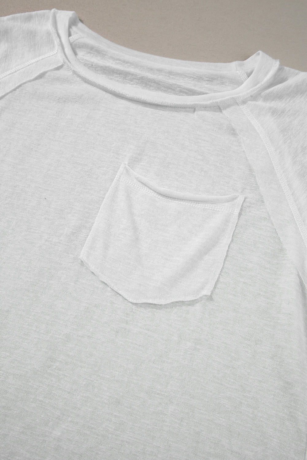 White Exposed Seam Detail Loose T-shirt