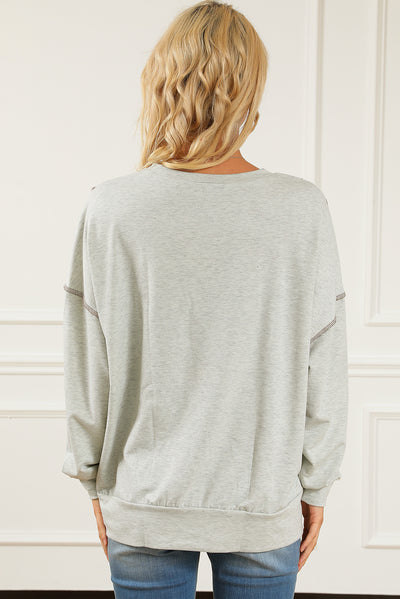 Asymmetrical Leopard Texture Splicing Loose Sweatshirt