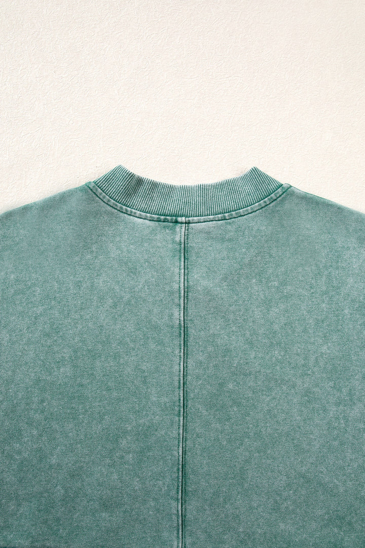 Evergreen Mineral Washed Zip Open-Front Jacket Style Cotton Sweatshirt