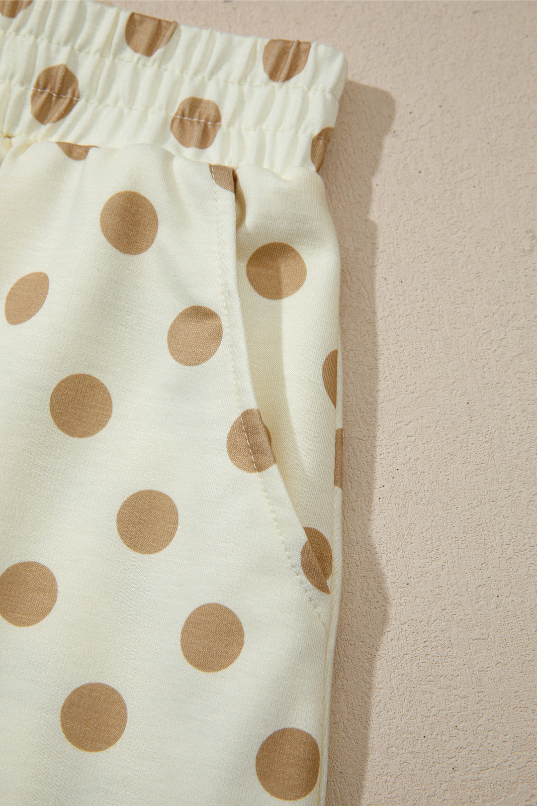 Khaki Polka Dot Hooded Long Sleeve Top Casual Mini Skort Set
