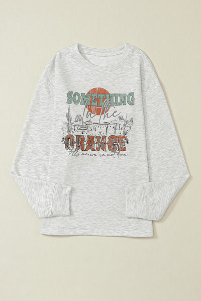 Gray SOMETHING ORANGE Graphic Relaxed Sweatshirt