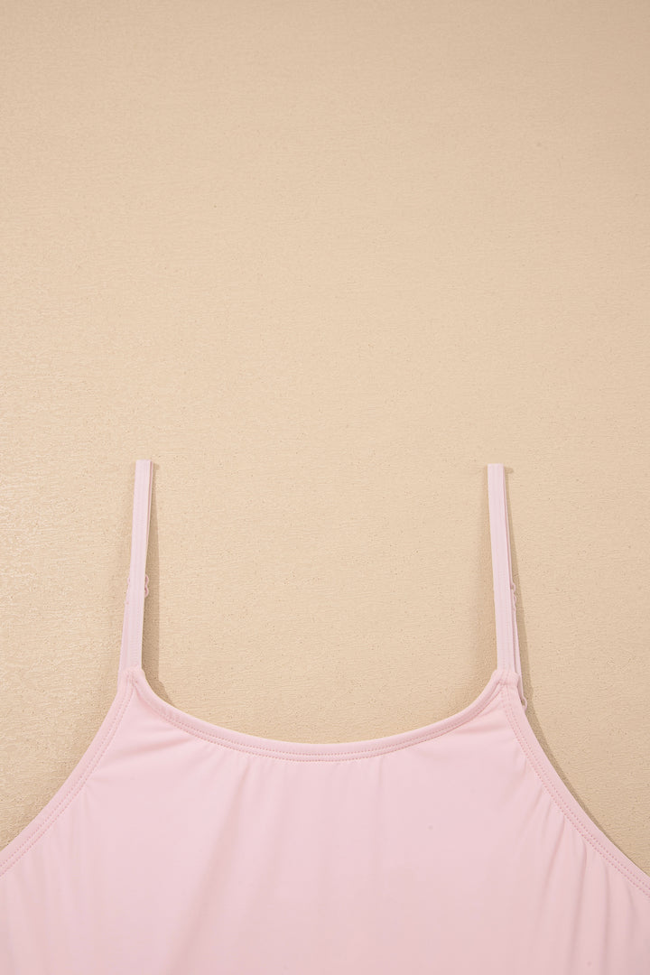 Pink Plus Size Build-in Shorts Sleeveless Dress With Short Two Piece Set