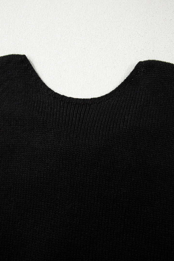 Black Festive Bow Backless Bubble Sleeve Sweater