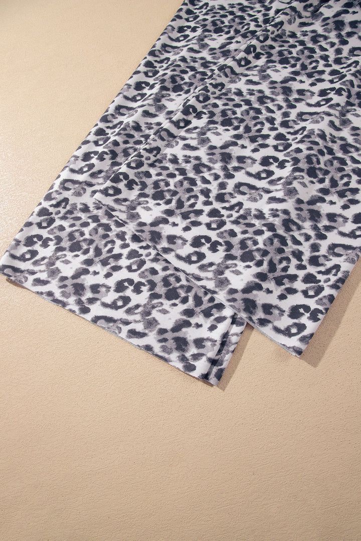 Multicolour Leopard Print Wide Leg Full Length Pants