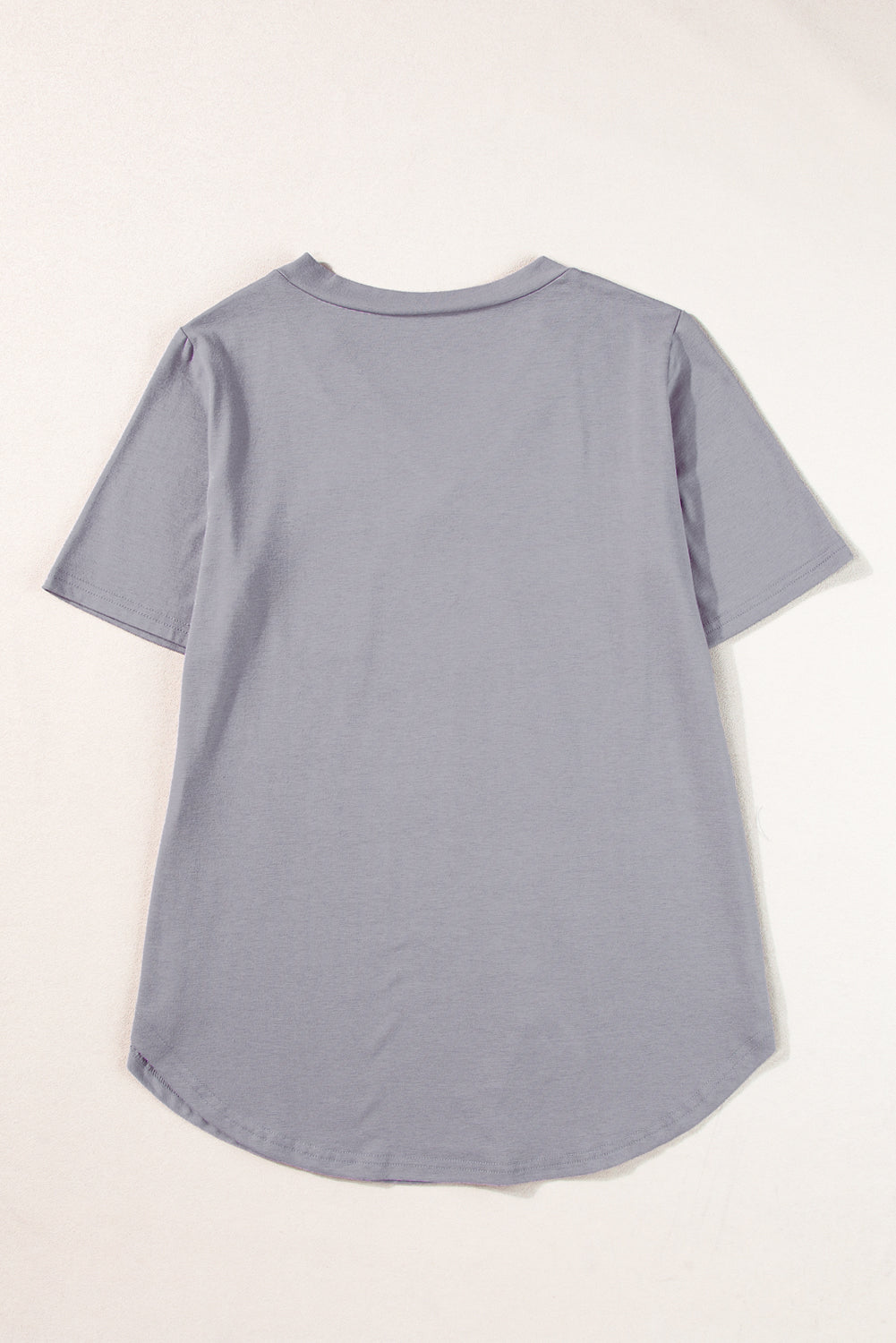 Medium Grey V Neck Pocketed Rounded Hem Tee