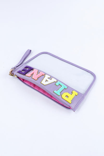 Pink PLANE Zipped Transparent Pouch