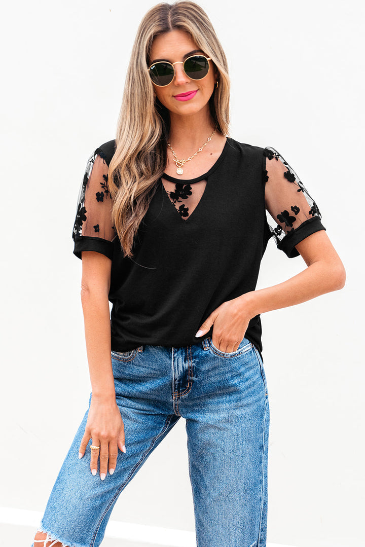 Valery Flora Lace Crew Neck Top