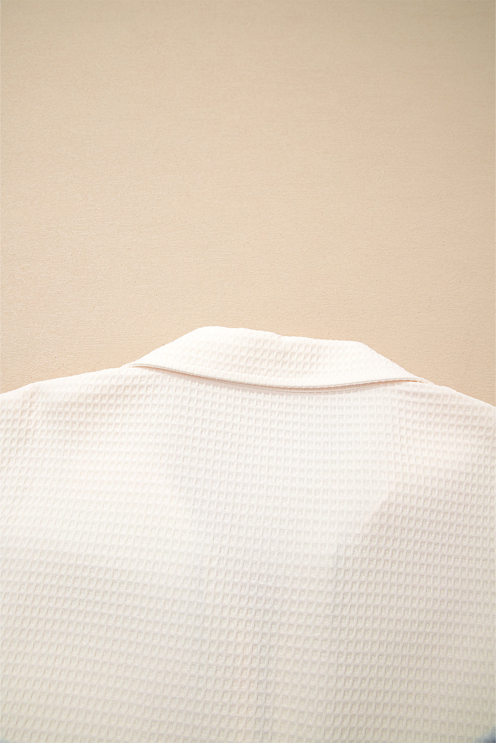 White Waffle Textured Contrast Polo Neck Zip up Jumper