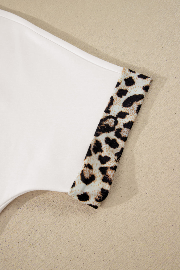 Dark Grey Contrast Leopard Bow Patched Short Sleeve T Shirt Long Dress