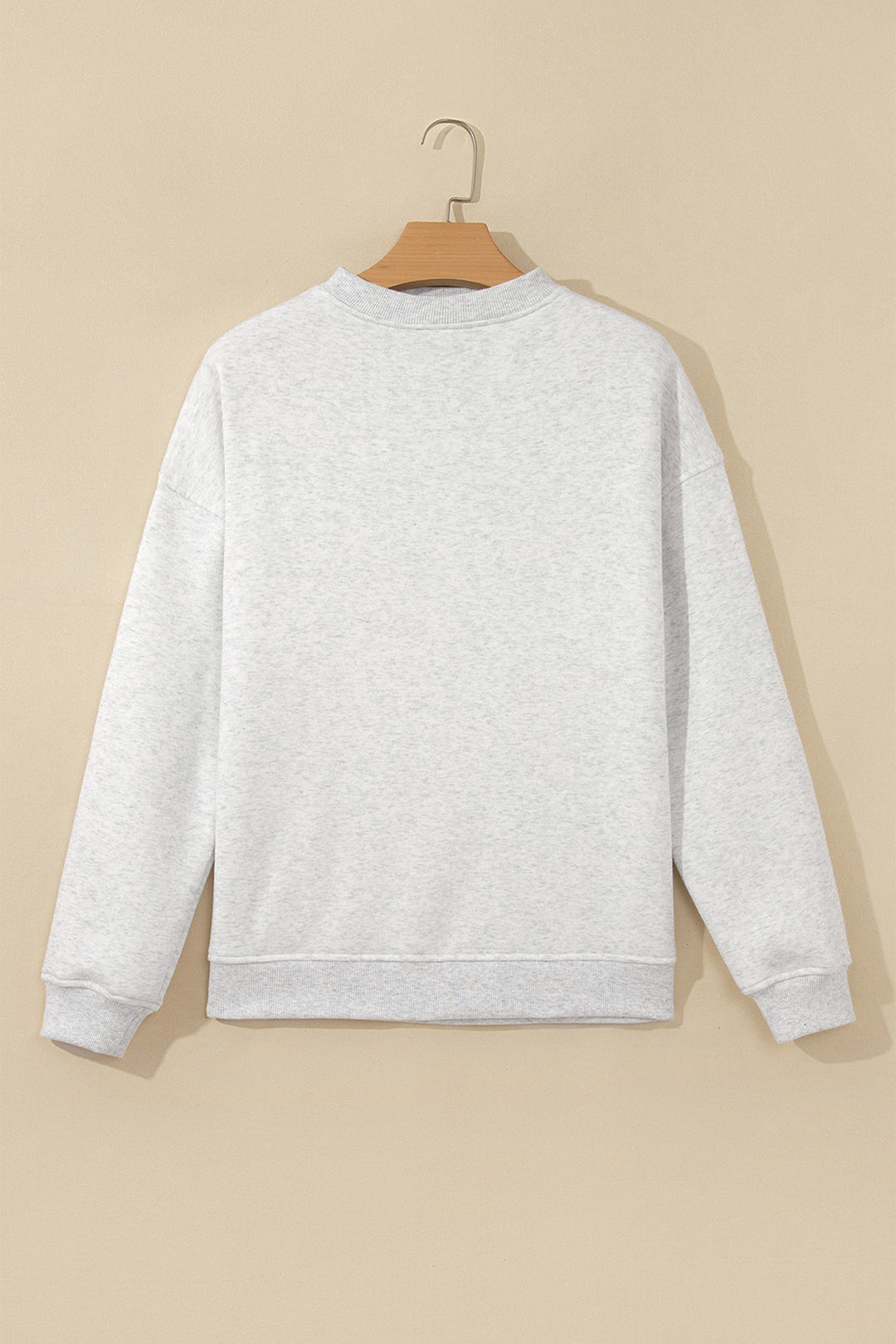 Light Grey High Neck Ribbed Cuff Hem Sweatshirt