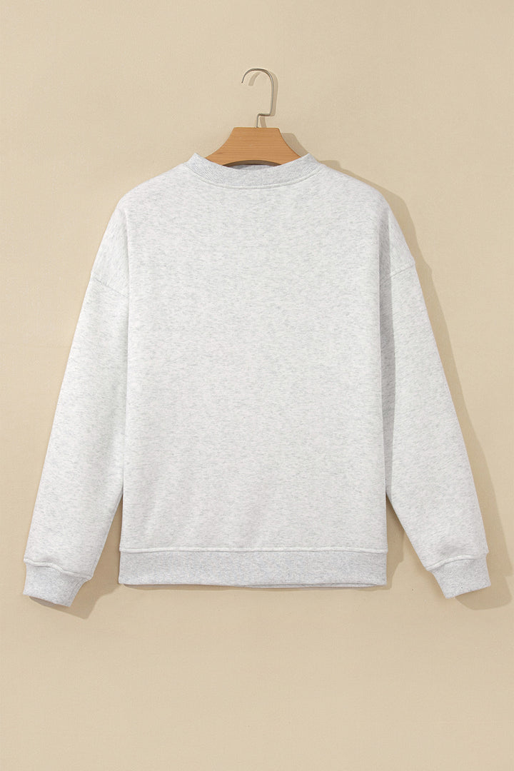 Light Grey High Neck Ribbed Cuff Hem Sweatshirt