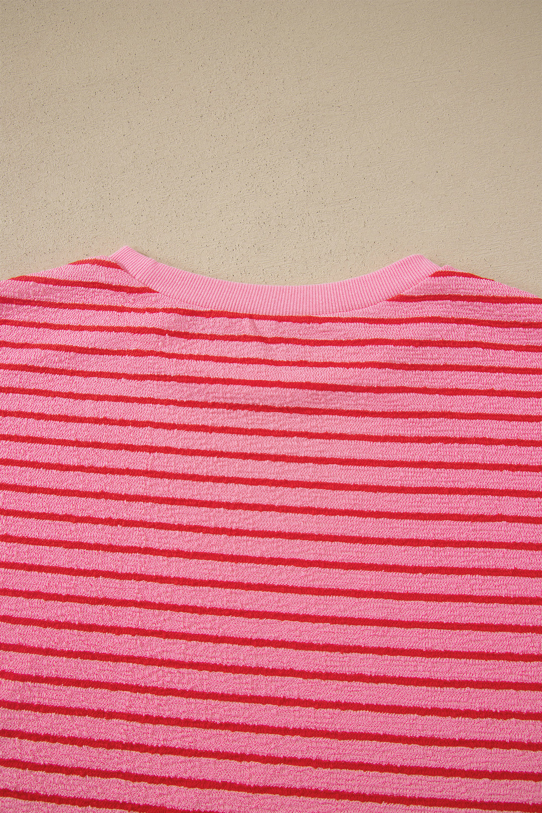 Rose Stripe Side Split Knit Tee Drawstring Shorts Set