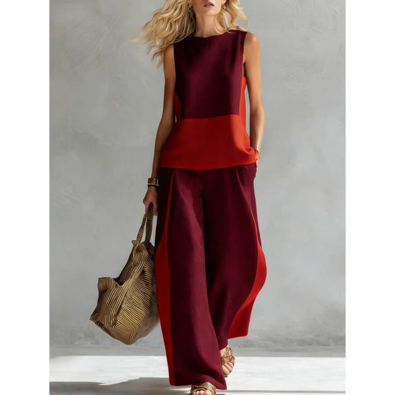 Printed Retro Sleeveless Top &amp; Wide-Leg Pants Set | 12 Prints S–5XL