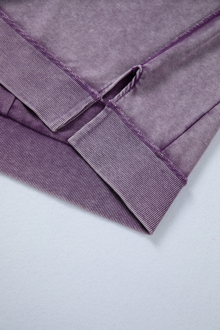 Valerian Mineral Wash Exposed Seam Side Slit Sweatshirt