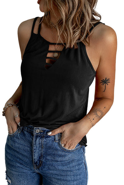 Black Ladder Hollow-out Tank Top