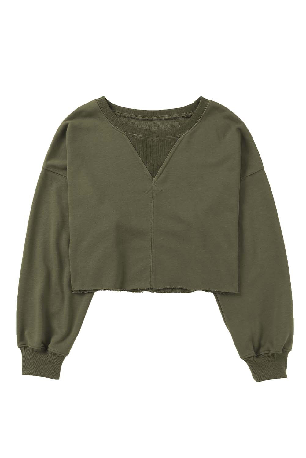 Green Drop Shoulder Cropped Sweatshirt