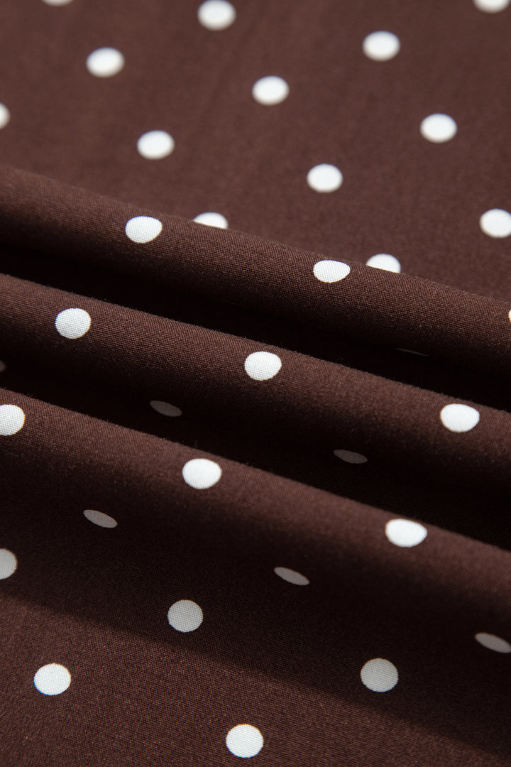 Brown Polka Dot Lace Hem Elegant Long Shift Skirt