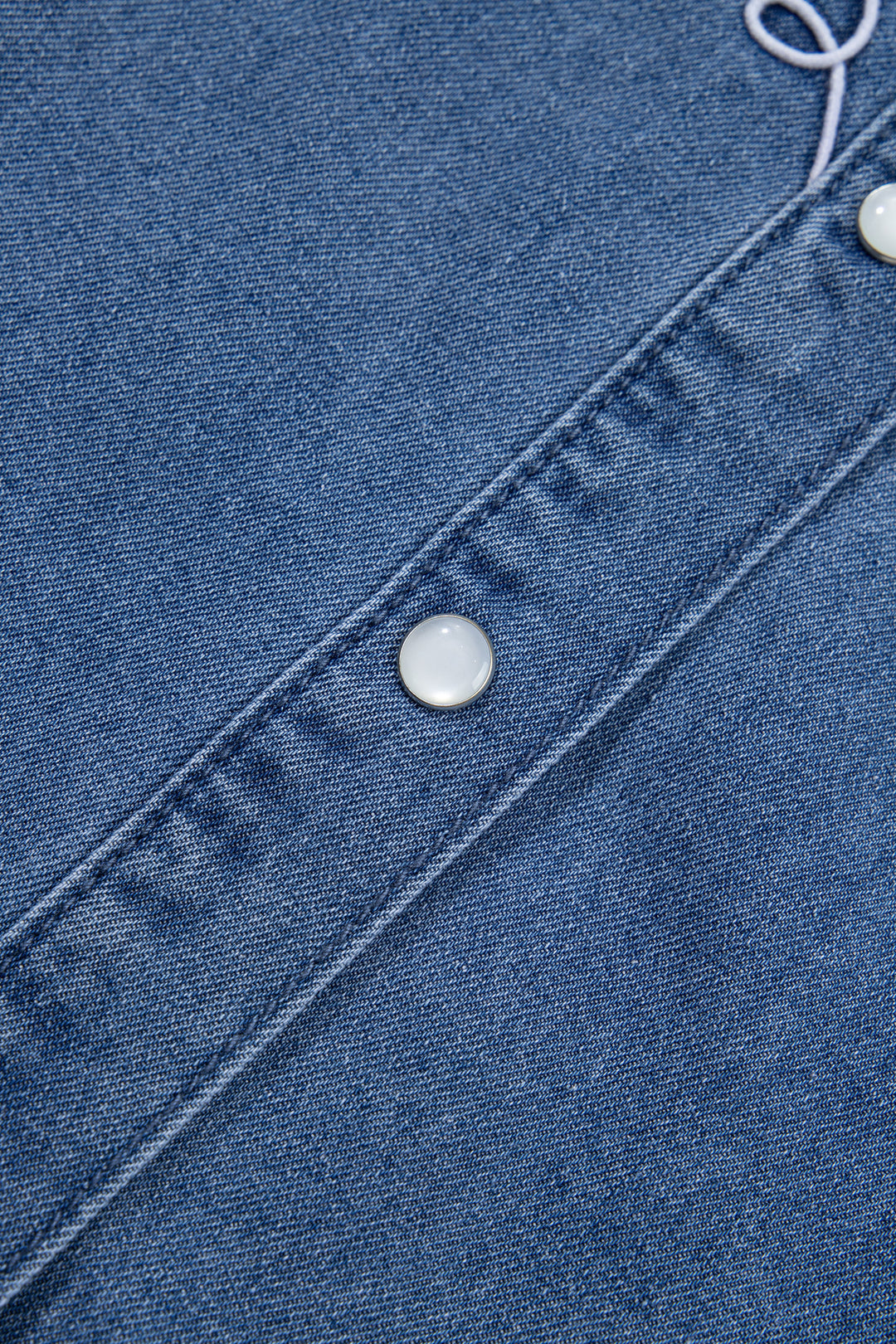Dusk Blue Western Embroidered Collar Long Sleeve Denim Shirt