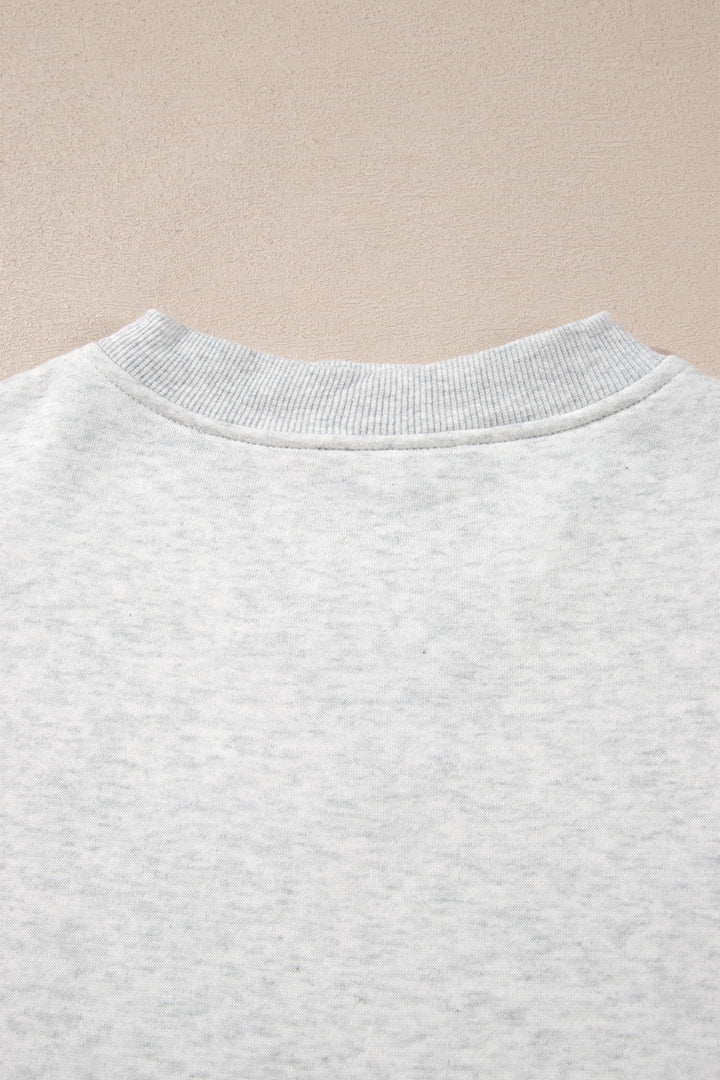 Light Grey High Neck Ribbed Cuff Hem Sweatshirt