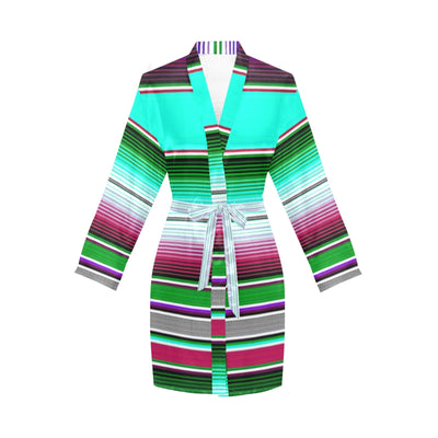 Turquoise Serape Women's Belted Satin Feel Dressing Lounge Robe