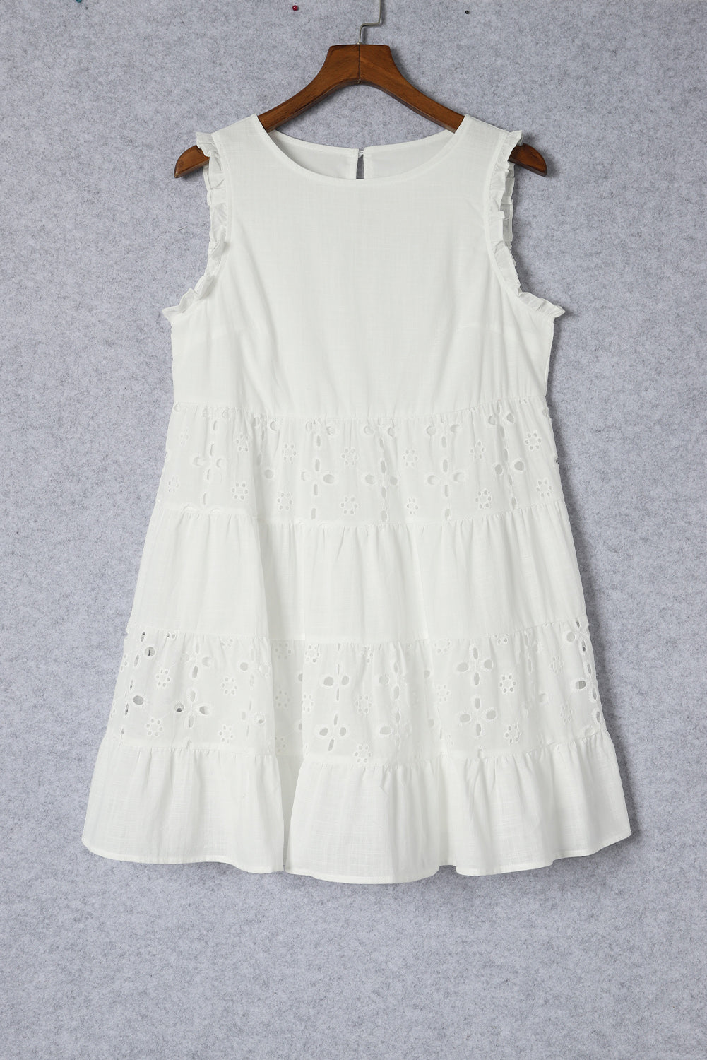 White Frill Trim Sleeveless Babydoll Dress