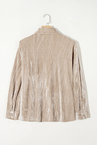 Golden Fleece Loose Fit Chest Pockets Buttoned Velvet Shirt