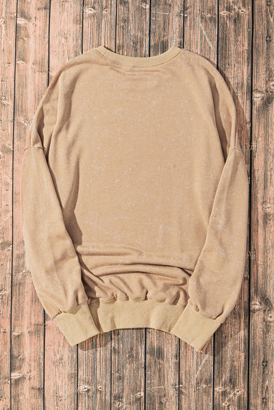 Khaki Drop Shoulder Ribbed Trim Oversized Sweatshirt